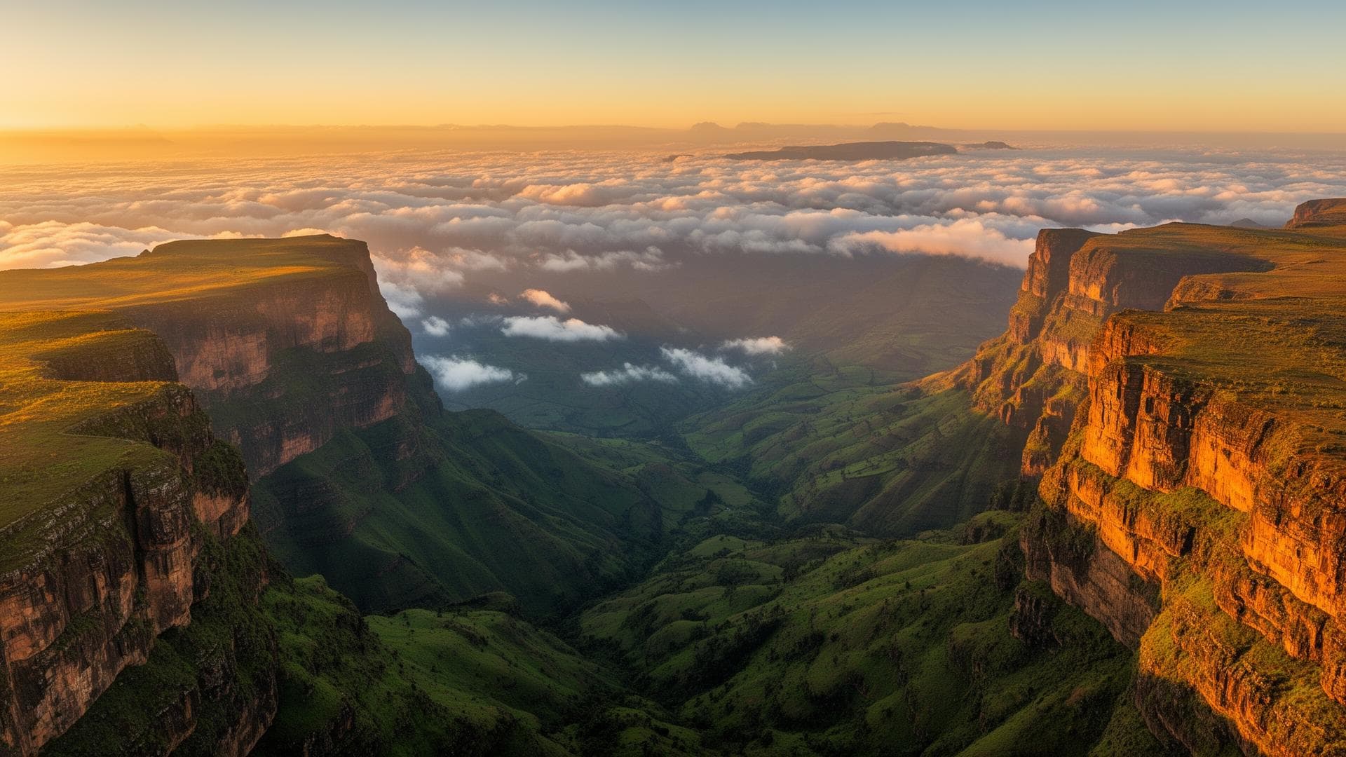 Ethiopian highlands at golden hour